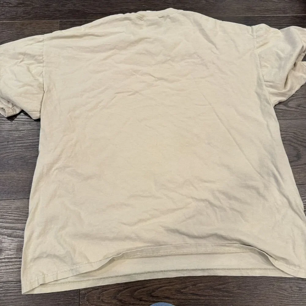 Vintage Logo Athletic Beige V Neck Embroidered Cleveland Browns T-Shirt; Mens XL